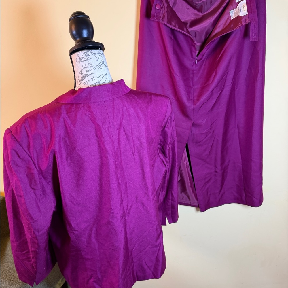 Talbots 2 pc Silk Suit size 18 purple - Picture 5 of 14